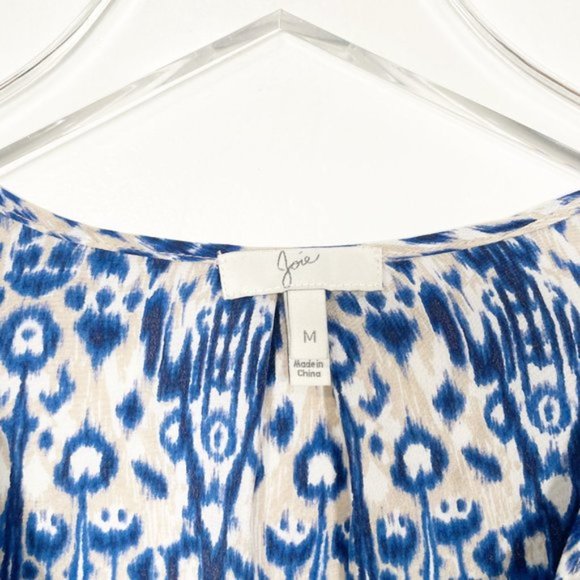 NEW Joie Ramona Blue Printed Silk Popover Blouse M - Picture 5 of 9